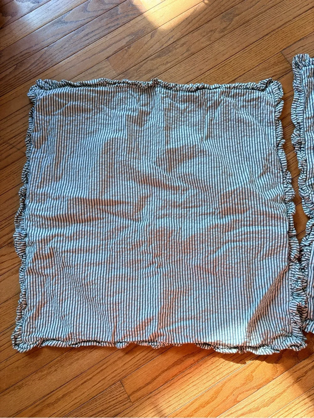 Vhc Brand Sawyer Mill Ticking Classic Ruffle Euro Shams in Light Gray by